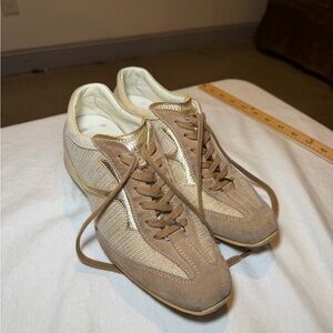 Tod's Beige and Gold Sneakers